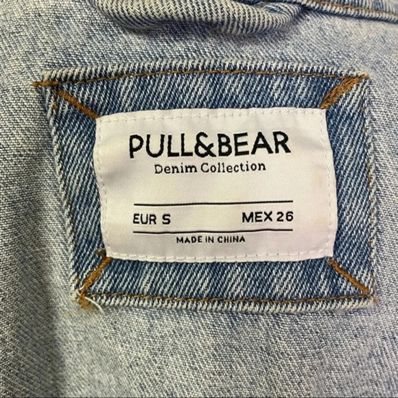 Pull & Bear Mesh Distressed Light Wash Denim Jean Jacket S - Picture 11 of 11